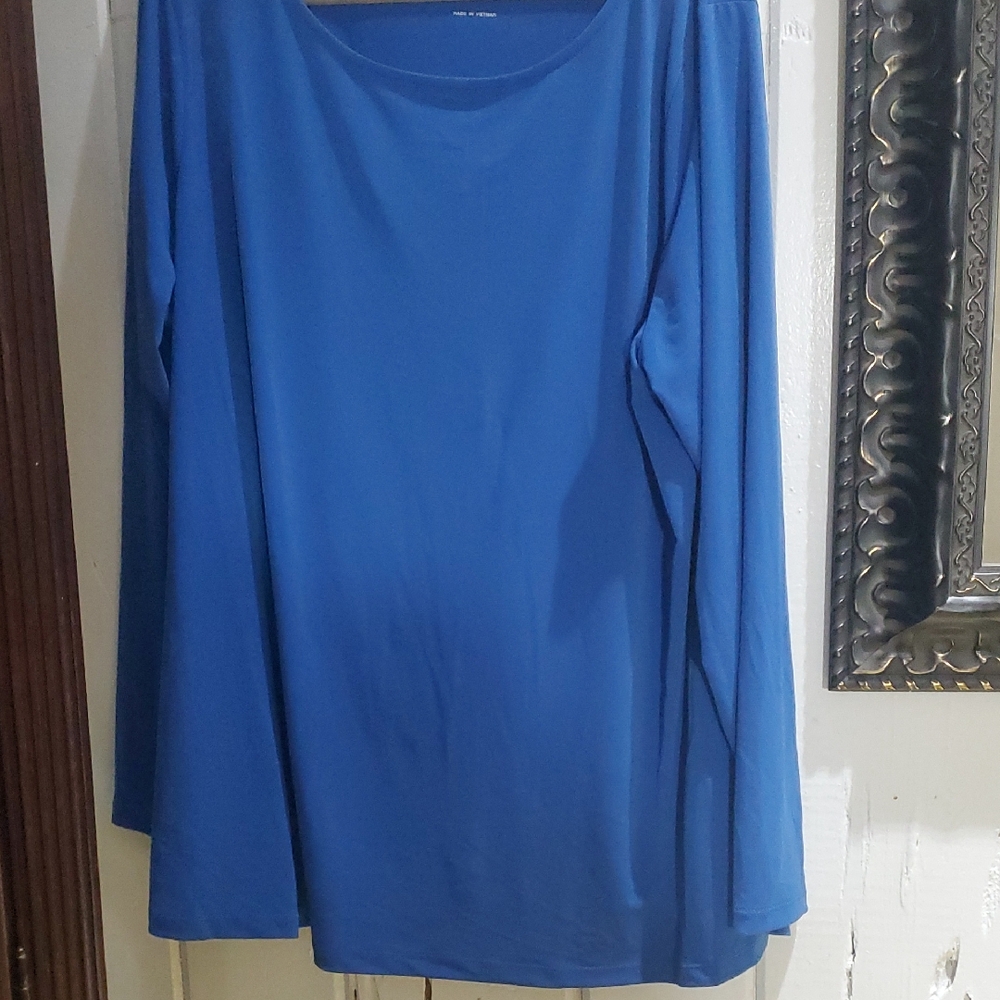 Susan Graver Blue Long Sleeve Relaxed Tunic
